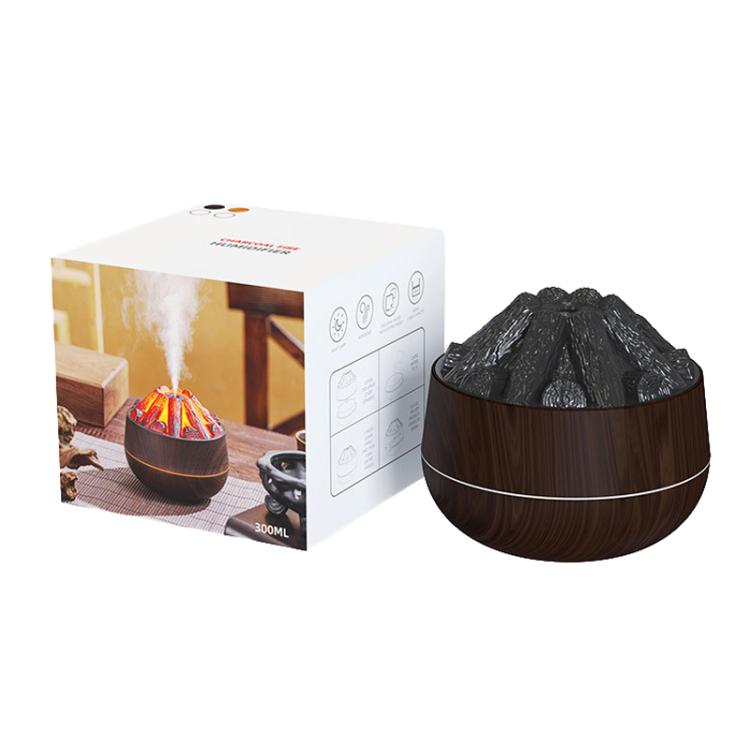 Simulated Charcoal Fire Ambient Night Light Humidifier USB Large Mist Flame Humidifier(Light Wood Grain) - free shipping - PMC TechLife - Order now!