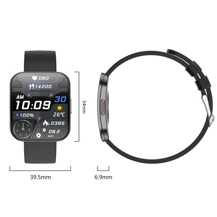 QS08 1.85 Inch Full-Screen Smart Watch with Real-Time Heart Rate/Blood Glucose/Blood Oxygen Monitor, SOS Alert, Sleep Tracking(Black) - free shipping - PMC TechLife - Order now!