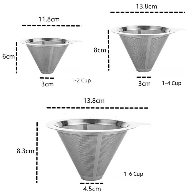 304 Stainless Steel Coffee Filter Reusable Mesh for Pour Over/Drip Coffee Maker, Spec: 2-4 Cups - free shipping - PMC TechLife - Order now!