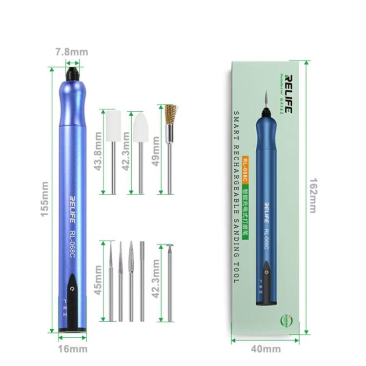 RELIFE RL-068C Smart Rechargeable Grinding Pen Portable Grinding Head Rust Removal Polishing Motherboard Repair Electric Grinder - free shipping - PMC TechLife - Order now!