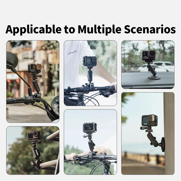 aMagisn Metal Arm Clamp Mount Adhesive Base with 1/4-inch Joint Ball For Insta360, DJI, GoPro Cameras(Black) - free shipping - PMC TechLife - Order now!