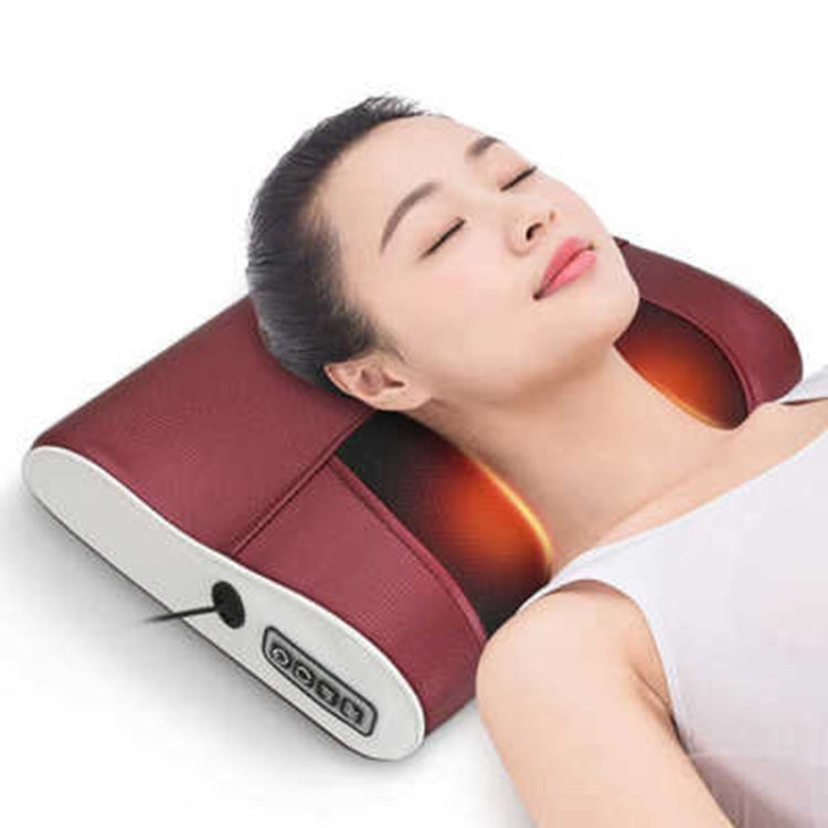 Cervical Spine Massage Pillow Neck Waist Back Multifunctional Electric Massage Cushion, Plug Type:US Plug(Red White) - free shipping - PMC TechLife - Order now!