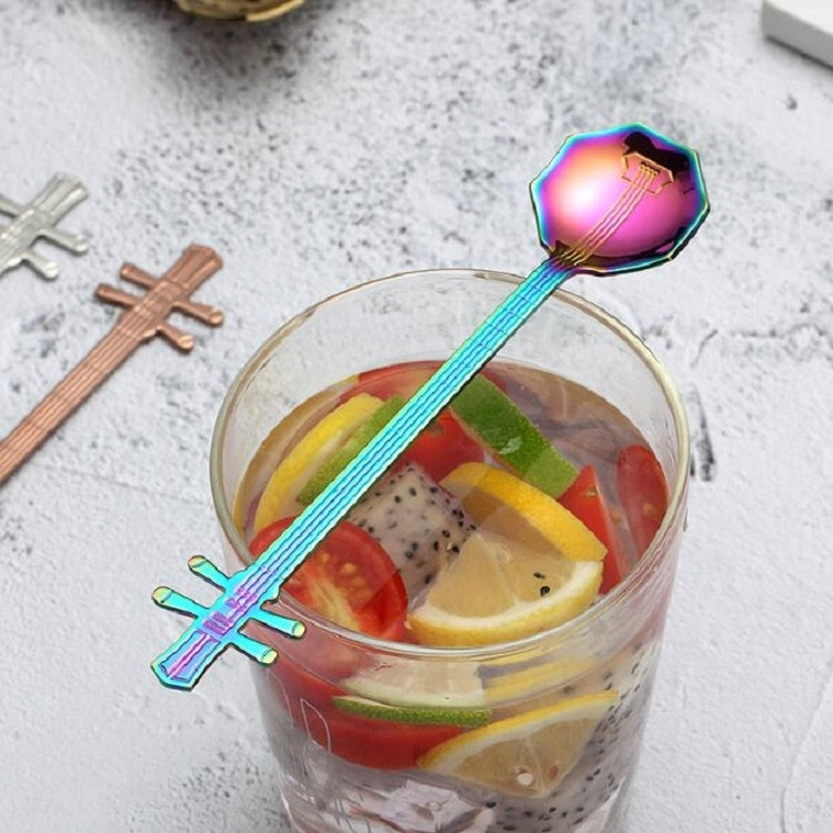 Stainless Steel Coffee Mixing Spoon Creative Musical Instrument Shape Spoon, Style:Guitar, Color:Colorful - free shipping - PMC TechLife - Order now!