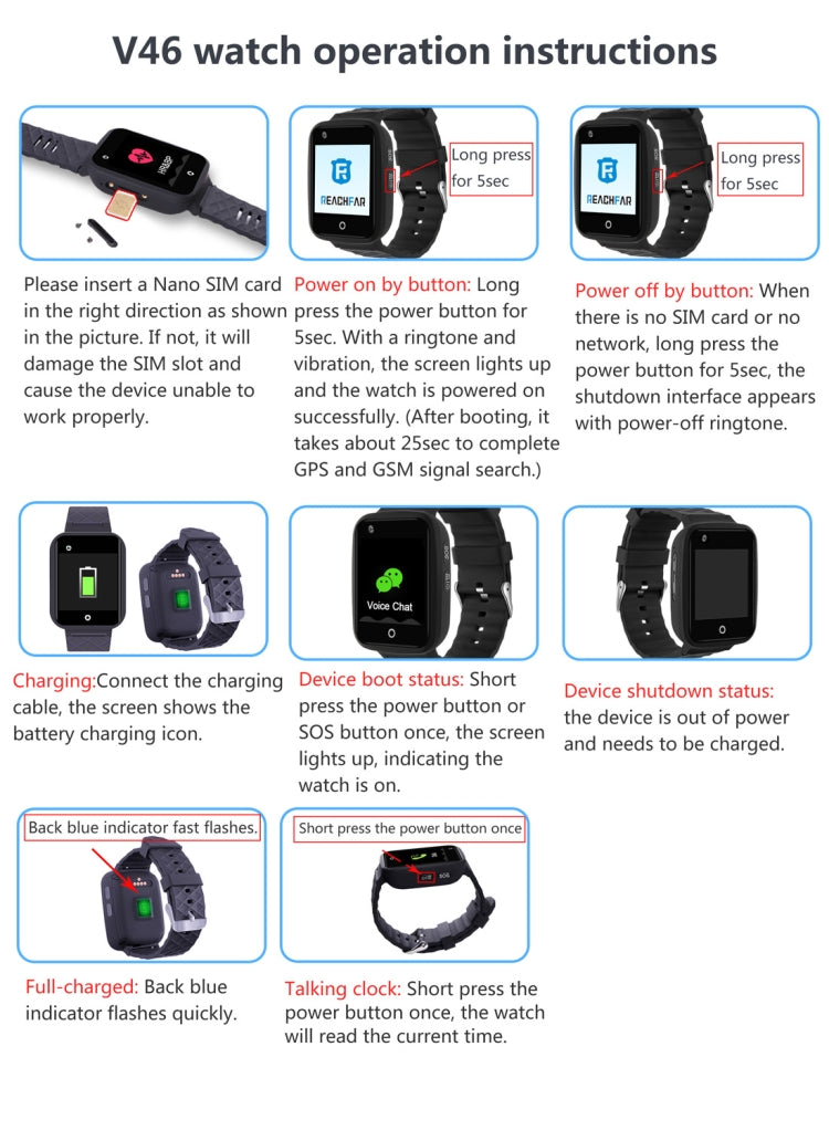 REACHFAR RF-V46-A GPS Smart Tracker WatchBand, Support SOS / Camera / Health Management / 4G LTE / Blood Pressure / Heart Rate, For Asia / Europe / Africa / Australia(Black) - Personal Tracker by PMC TechLife | Online Shopping South Africa | PMC TechLife