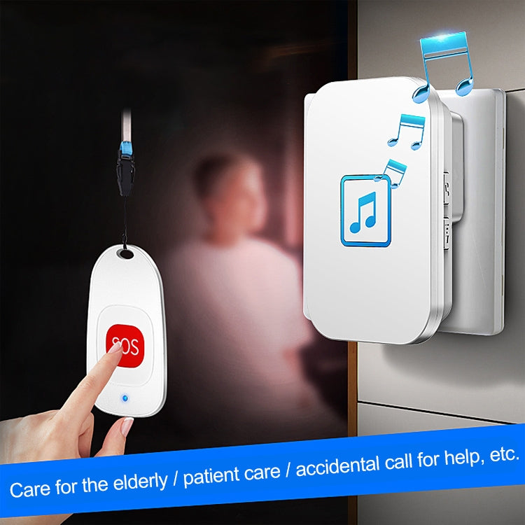 CACAZI C86 Wireless SOS Pager Doorbell Old man Child Emergency Alarm Remote Call Bell, UK Plug(Black) - Wireless Doorbell by CACAZI | Online Shopping South Africa | PMC TechLife | Buy Now Pay Later Mobicred