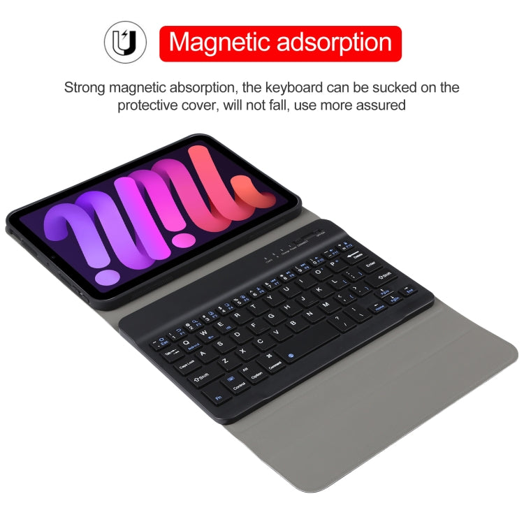 A06 Detachable Lambskin Texture Ultra-thin TPU Bluetooth Keyboard Leather Tablet Case with Stand For iPad mini 6 (Black) - For iPad mini by PMC TechLife | Online Shopping South Africa | PMC TechLife