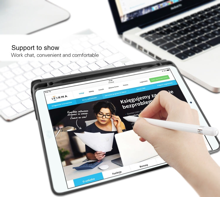 Mutural Exquisite Series Cloth Texture PU+TPU Leather Case for iPad Pro 10.5 inch, with 3-Fold Holder & Pen Slot & Sleep & Wake-up Function(Black) - free shipping - PMC TechLife - Order now!