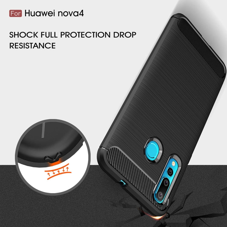 Brushed Texture Carbon Fiber Shockproof TPU Case for Huawei Nova 4 (Red) - Huawei Cases by PMC TechLife | Online Shopping South Africa | PMC TechLife