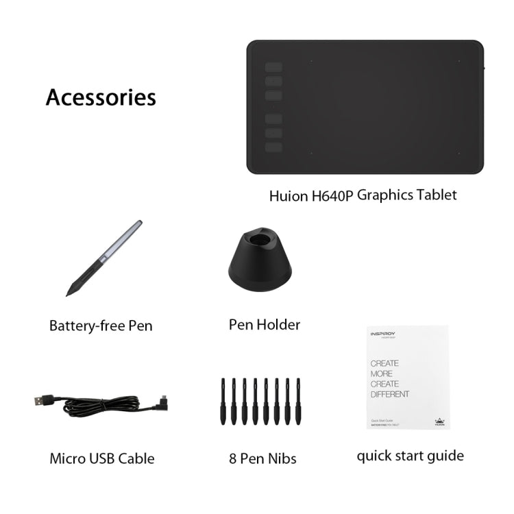 HUION Inspiroy Series H640P 5080LPI Professional Art USB Graphics Drawing Tablet for Windows / Mac OS, with Battery-free Pen - free shipping - PMC TechLife - Order now!