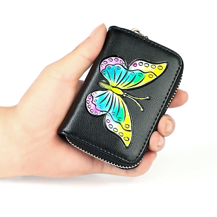 KB152 Butterfly Pattern Zipper Cowhide Leather Organ Shape Multiple Card Slots Anti-magnetic RFID Wallet for Ladies(Purple) - Antimagnetic RFID Package by PMC TechLife | Online Shopping South Africa | PMC TechLife | Buy Now Pay Later Mobicred