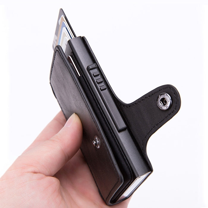 X-51 Automatically Pop-up Card Type Anti-magnetic RFID Anti-theft PU Leather Wallet with Card Slots(Apricot) - free shipping - PMC TechLife - Order now!