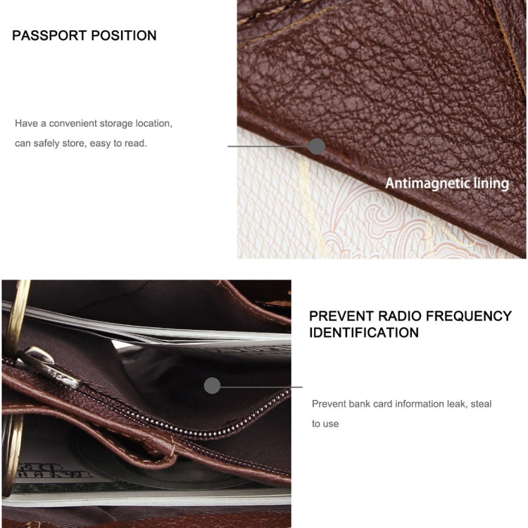 Antimagnet RFID Genuine Leather Wallet / Passport Package / Cowhide Card Slot for man(Coffee) - free shipping - PMC TechLife - Order now!