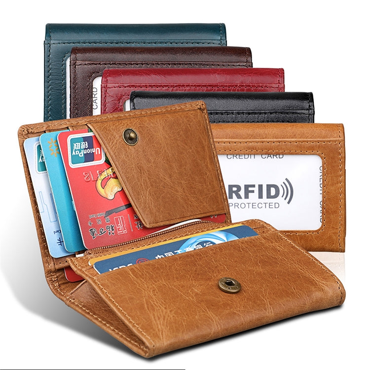KB171 Antimagnetic RFID Crazy Horse Texture Leather Card Holder Wallet for Men and Women(Yellowish-brown) - free shipping - PMC TechLife - Order now!