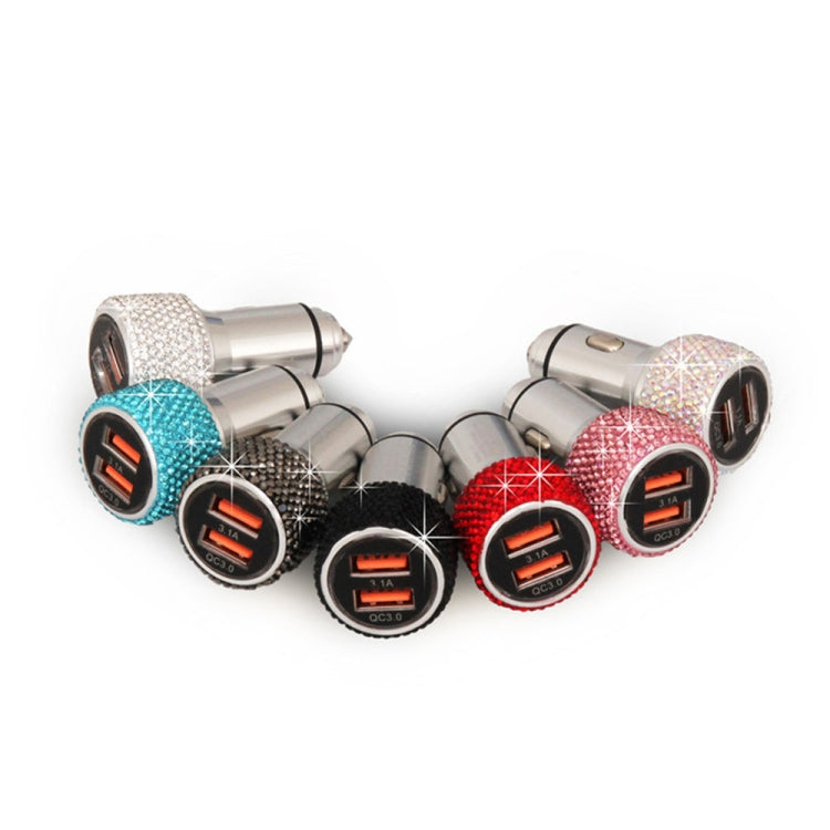 Car Diamond Aluminium Alloy QC3.0 Dual USB Quick Charger(Colour) - Car Charger by PMC TechLife | Online Shopping South Africa | PMC TechLife