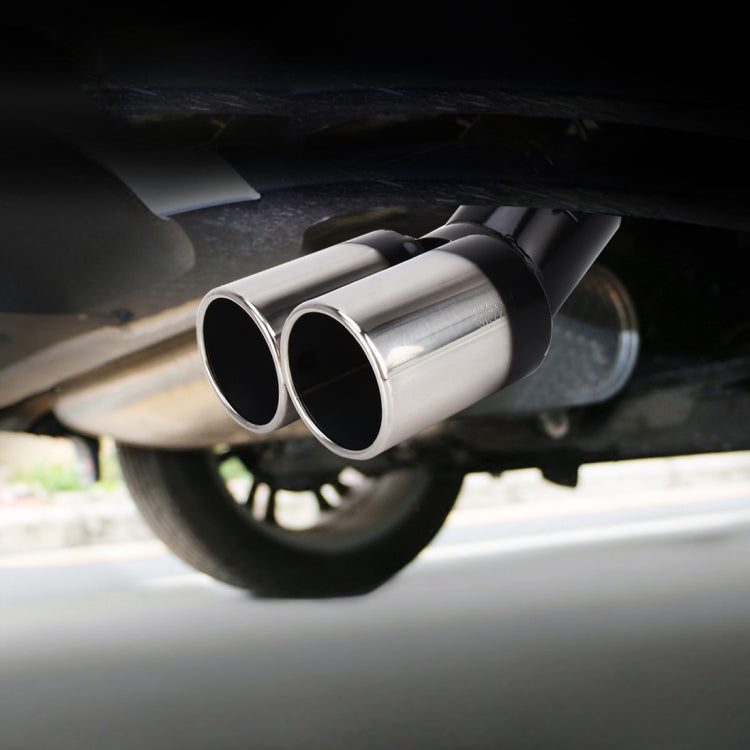 Universal Car Styling Stainless Steel Curved Double Outlets Exhaust Tail Muffler Tip Pipe(Black) - Exhaust Pipes by PMC TechLife | Online Shopping South Africa | PMC TechLife