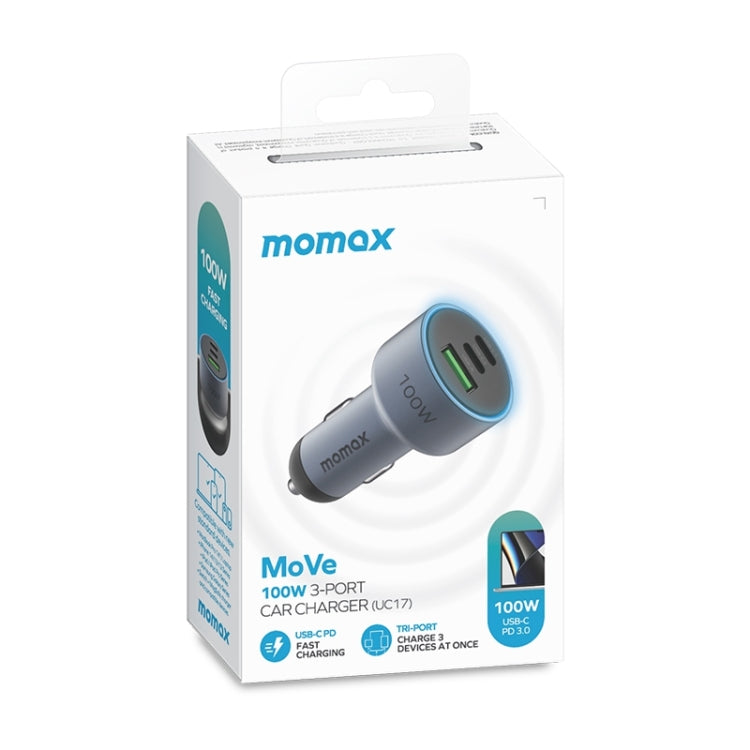 MOMAX UC17E 100W USB-C / Type-C x 2 + USB Three Ports Car Charger - free shipping - PMC TechLife - Order now!