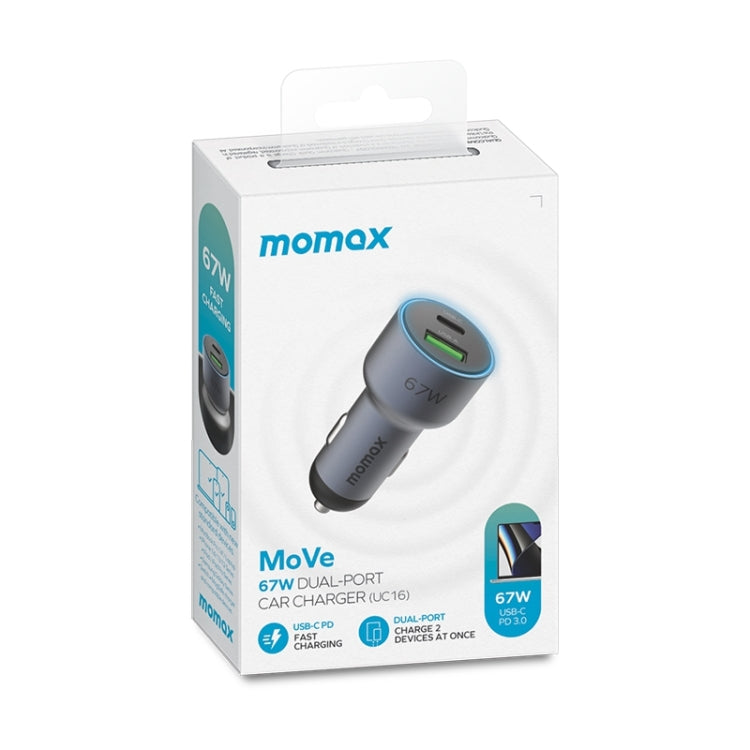 MOMAX UC16E 67W USB-C / Type-C + USB Dual Ports Car Charger - free shipping - PMC TechLife - Order now!