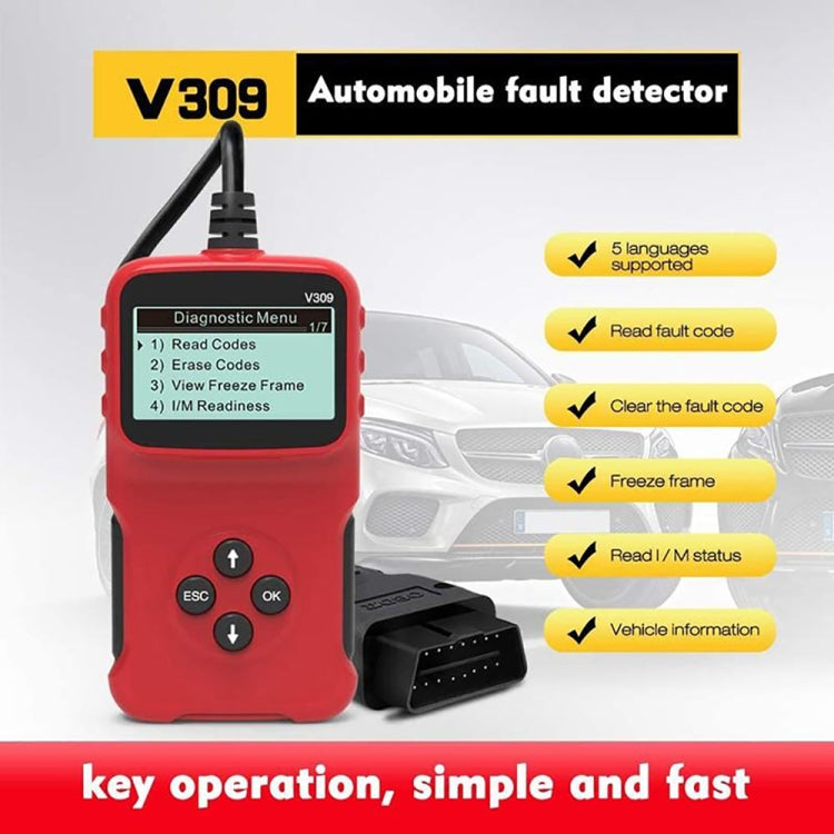 V309 Car Portable OBD2 Scanner Car Diagnostic Tool OBD 2 Automotive Scanner OBD Code Reader - Code Readers & Scan Tools by PMC TechLife | Online Shopping South Africa | PMC TechLife