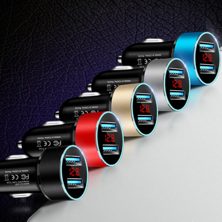 JMG-C016A 5 PCS 5V 3.1A Car Dual USB Charger with LED Display(Red) - Car Charger by PMC TechLife | Online Shopping South Africa | PMC TechLife