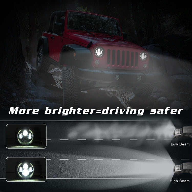 7 inch H4 / H13 DC 9V-30V 3000LM 3000K-6000K 25W Car Round Shape LED Headlight Lamps for Jeep Wrangler, with Angel Eye(White Light) - free shipping - PMC TechLife - Order now!