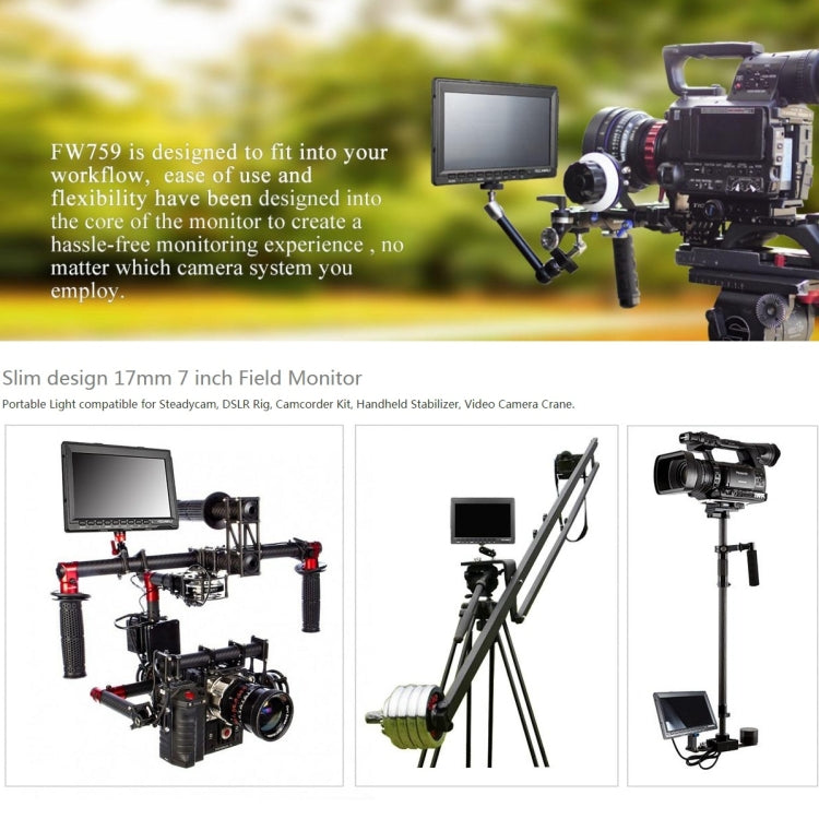 FEELWORLD FW759 1280x800 7 inch IPS Screen Ultra-thin HD Camera Field Monitor - free shipping - PMC TechLife - Order now!