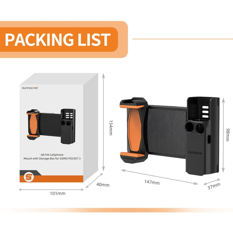 For DJI OSMO Pocket 3 Sunnylife OP3-AD744 Expanded Phone Clamp Holder with Storage Case (Black) - free shipping - PMC TechLife - Order now!