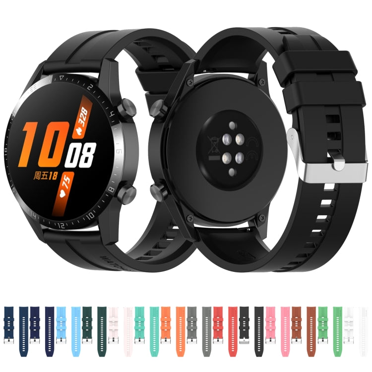 For Huawei Watch GT 2 46mm Silicone Watch Band with Silver Buckle(White) - Watch Bands by PMC TechLife | Online Shopping South Africa | PMC TechLife | Buy Now Pay Later Mobicred
