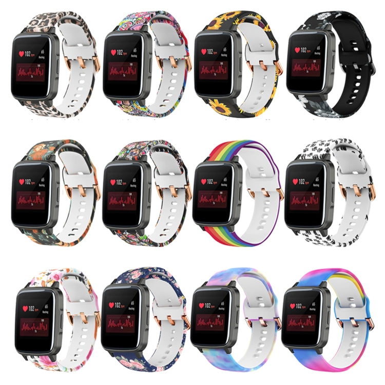 For Xiaomi Haylou LS01 Silicone Printing Watch Band(Black Sunflower) - Watch Bands by MIJOBS | Online Shopping South Africa | PMC TechLife | Buy Now Pay Later Mobicred