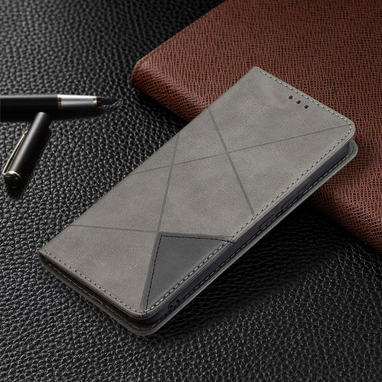 For vivo Y11/Y15/Y12/Y17 Rhombus Texture Horizontal Flip Magnetic Leather Case with Holder & Card Slots(Grey) - free shipping - PMC TechLife - Order now!