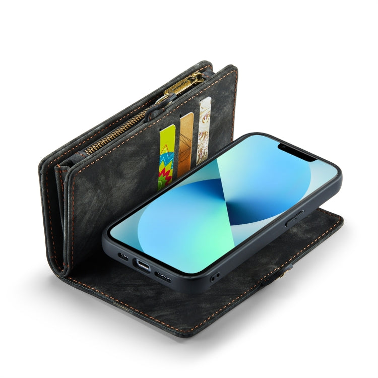For iPhone 13 CaseMe-008 Detachable Multifunctional Horizontal Flip Leather Case with Card Slot & Holder & Zipper Wallet & Photo Frame(Black) - free shipping - PMC TechLife - Order now!