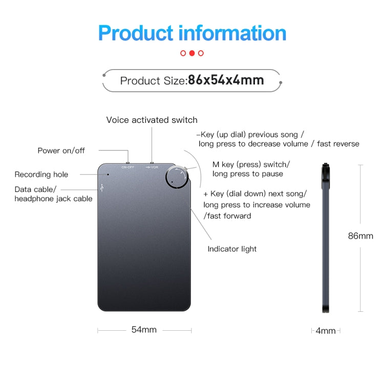 K2 Portable Ultra-thin Card Voice Recorder, Capacity:16GB(Black) - by PMC TechLife | Online Shopping South Africa | PMC TechLife