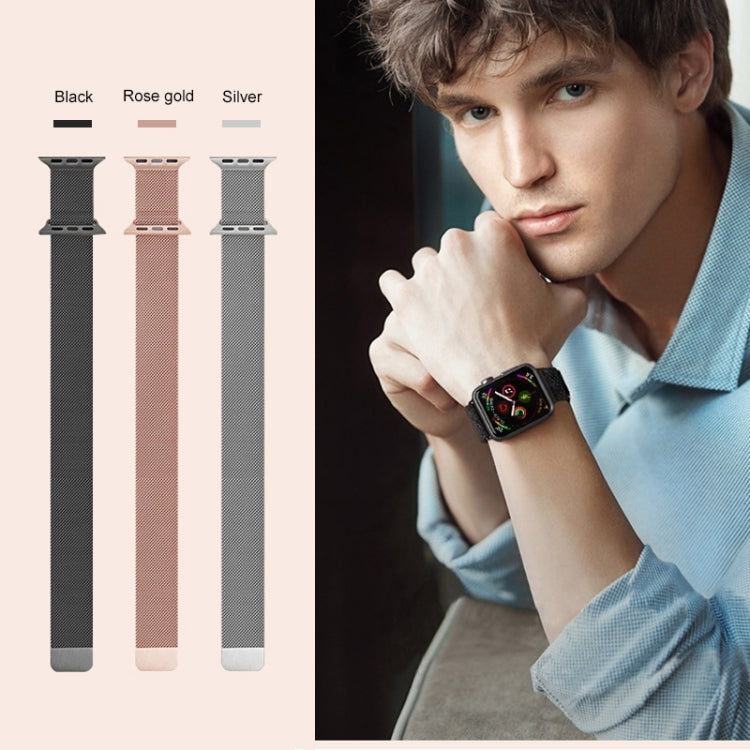 For Apple Watch Series 7 41mm / 6 & SE & 5 & 4 40mm / 3 & 2 & 1 38mm Mutural Milanese Stainless Steel Watch Band(Black) - free shipping - PMC TechLife - Order now!
