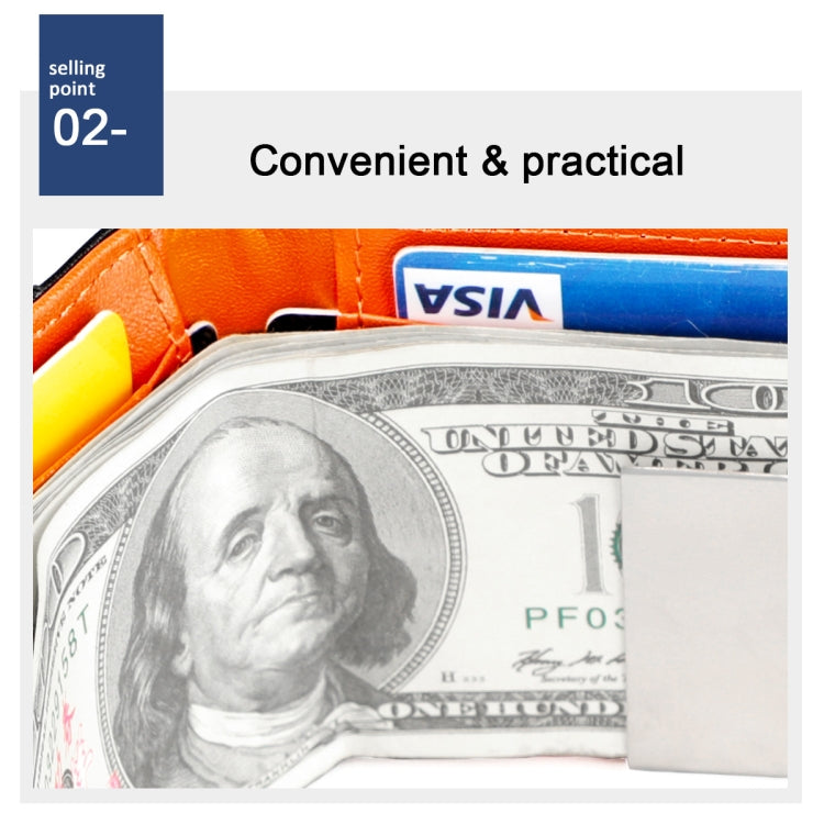 9651 Ultra-thin Two-fold RFID Anti-theft Genuine Leather Wallet For Men and Women(Orange) - Antimagnetic RFID Package by PMC TechLife | Online Shopping South Africa | PMC TechLife | Buy Now Pay Later Mobicred