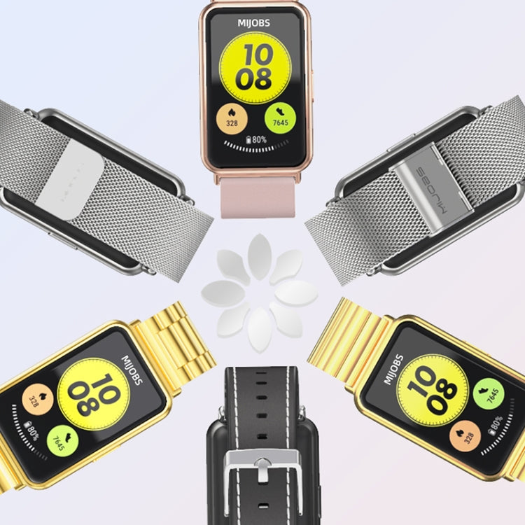 For Huawei Watch Fit Mijobs Milan Buckle Stainless Steel Watch Band(Black) - Watch Bands by MIJOBS | Online Shopping South Africa | PMC TechLife | Buy Now Pay Later Mobicred