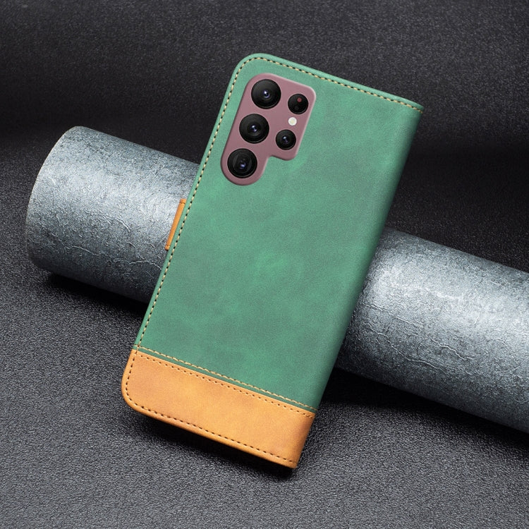 For Samsung Galaxy S22 Ultra 5G BF11 Color Matching Skin Feel Leather Phone Case(Green) - free shipping - PMC TechLife - Order now!