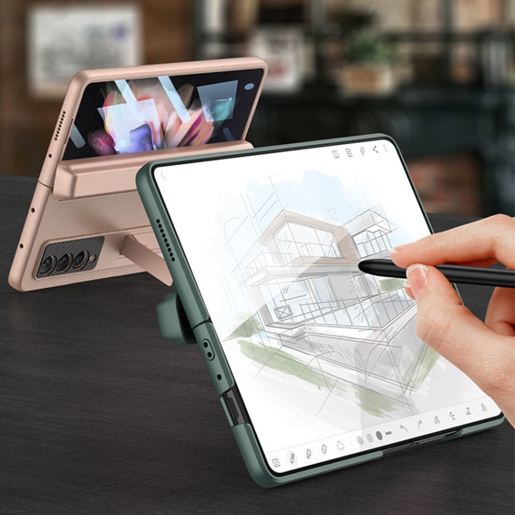 For Samsung Galaxy Z Fold3 5G GKK Magnetic Hinge Plain Leather Phone Flip Case with Pen Box(Mist Gold) - free shipping - PMC TechLife - Order now!