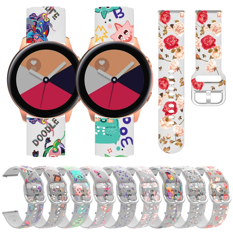 For Samsung Galaxy Watch4 20mm Transparent Printed TPU Silicone Watch Band(9) - Watch Bands by PMC TechLife | Online Shopping South Africa | PMC TechLife | Buy Now Pay Later Mobicred