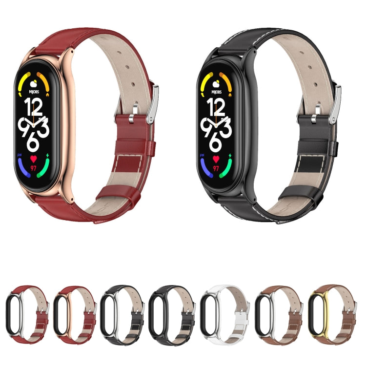 For Xiaomi Mi Band 7 / 7 NFC MIJOBS Plus Genuine Leather Watch Band(Brown Gold) - Watch Bands by MIJOBS | Online Shopping South Africa | PMC TechLife | Buy Now Pay Later Mobicred