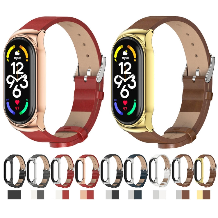 For Xiaomi Mi Band 7 / 7 NFC MIJOBS CS Metal Case + Microfiber Leather Watch Band(Black) - Watch Bands by MIJOBS | Online Shopping South Africa | PMC TechLife | Buy Now Pay Later Mobicred