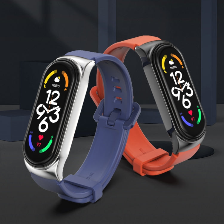 For Xiaomi Mi Band 7 / 7 NFC MIJOBS CS Metal Case + Silicone Watch Band(Orange Gold) - Watch Bands by MIJOBS | Online Shopping South Africa | PMC TechLife | Buy Now Pay Later Mobicred