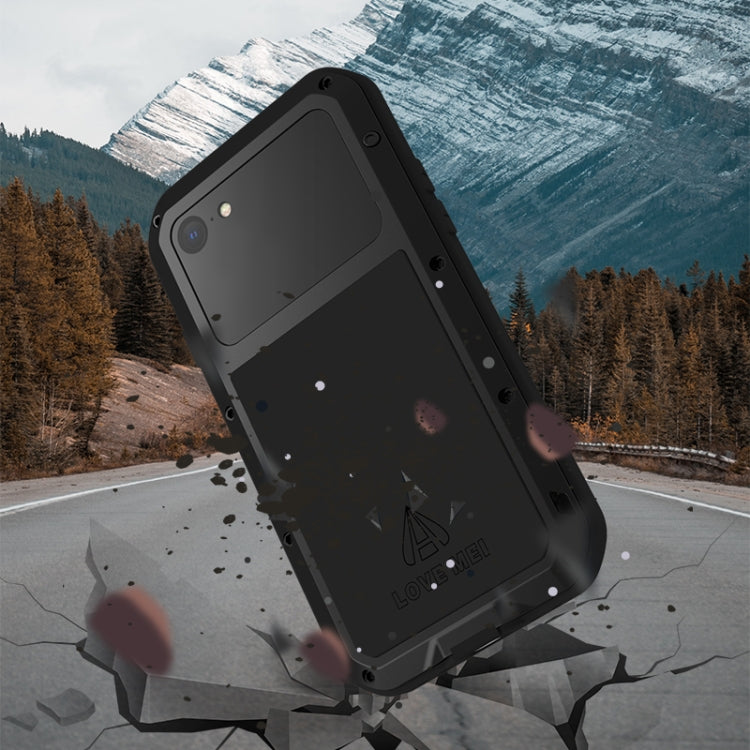 For iPhone SE 2022 / SE 2020 / 8 / 7 LOVE MEI Metal Shockproof Life Waterproof Dustproof Protective Phone Case with Glass(Black) - iPhone SE 2022 / 2020 / 8 / 7 Cases by LOVE MEI | Online Shopping South Africa | PMC TechLife | Buy Now Pay Later Mobicred