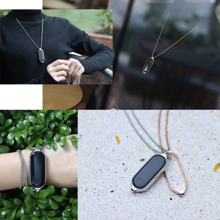 For Xiaomi Mi Band 5 / 6 MIJOBS Metal Pendant Stainless Steel Watch Necklace(Rose Gold) - free shipping - PMC TechLife - Order now!