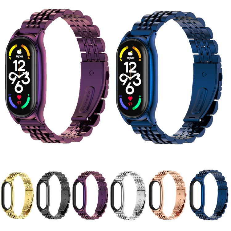 For Xiaomi Mi Band 7 / 7 NFC MIJOBS Plus Seven-bead Metal Stainless Steel Watch Band(Black) - Watch Bands by MIJOBS | Online Shopping South Africa | PMC TechLife | Buy Now Pay Later Mobicred