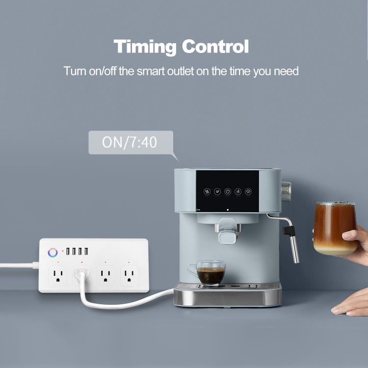 ZigBee 10A SM-SO301-U 2500W 4 Holes + 4 USB Smart Power Strip, US Plug(White) - Smart Socket by PMC TechLife | Online Shopping South Africa | PMC TechLife