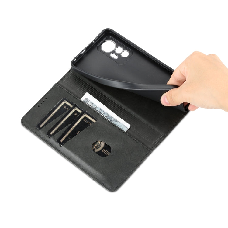 For Xiaomi 12 Lite AZNS Magnetic Calf Texture Leather Phone Case(Black) - free shipping - PMC TechLife - Order now!