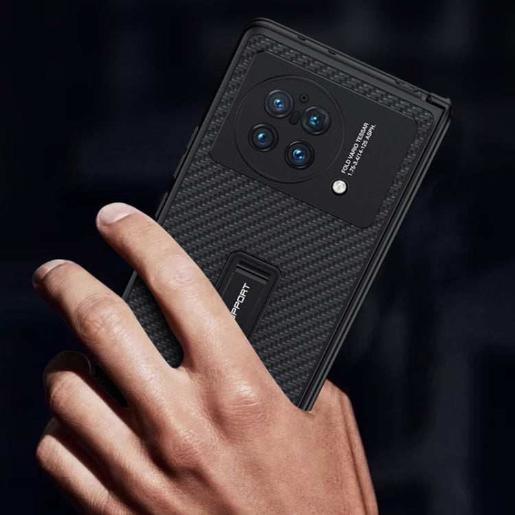 For vivo X Fold GKK Magnetic Hinge Flip Leather Phone Case with Holder(Black) - vivo Cases by GKK | Online Shopping South Africa | PMC TechLife | Buy Now Pay Later Mobicred