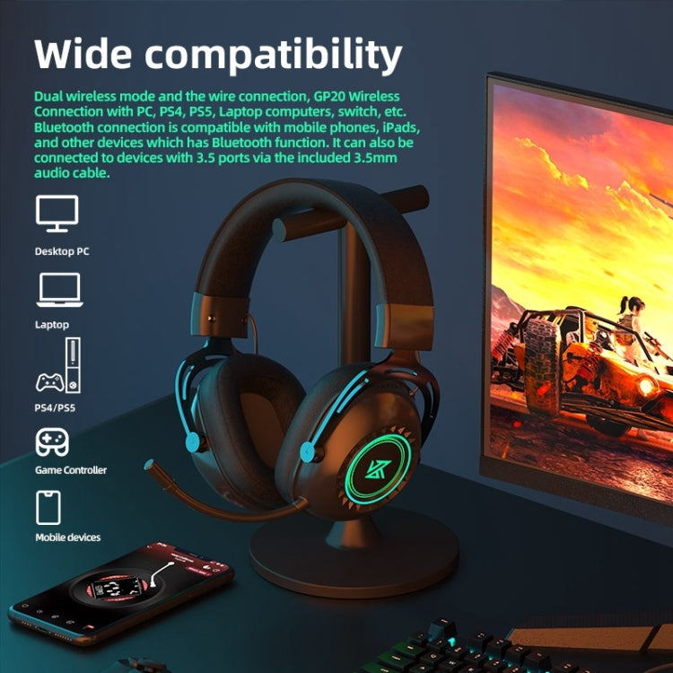 KZ-GP20 Bluetooth/2.4G Dual Mode Gaming RGB Lighting Headphones(Black) - free shipping - PMC TechLife - Order now!