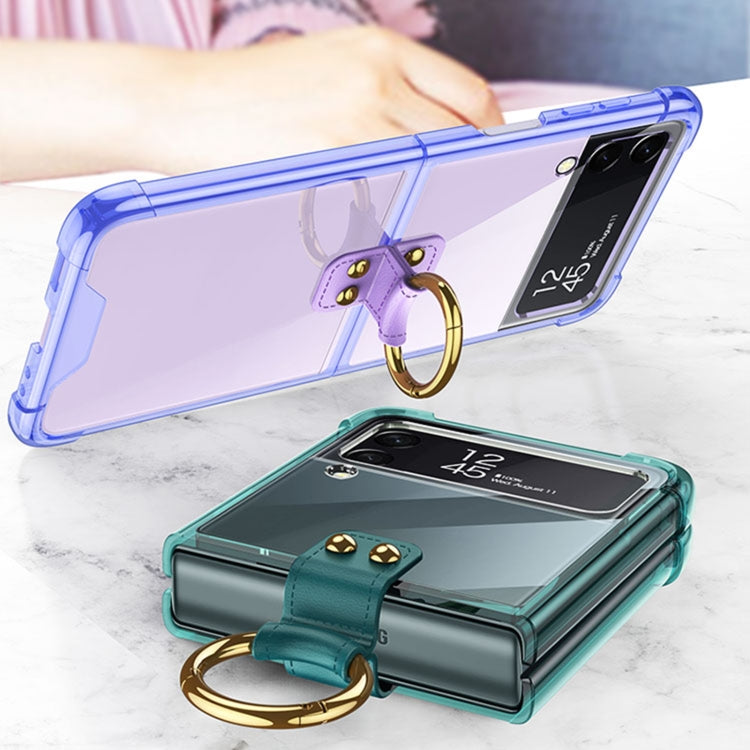 For Samsung Galaxy Z Flip4 GKK Airbag Protective Phone Case with Ring(Transparent) - Galaxy Z Flip4 5G Cases by GKK | Online Shopping South Africa | PMC TechLife | Buy Now Pay Later Mobicred