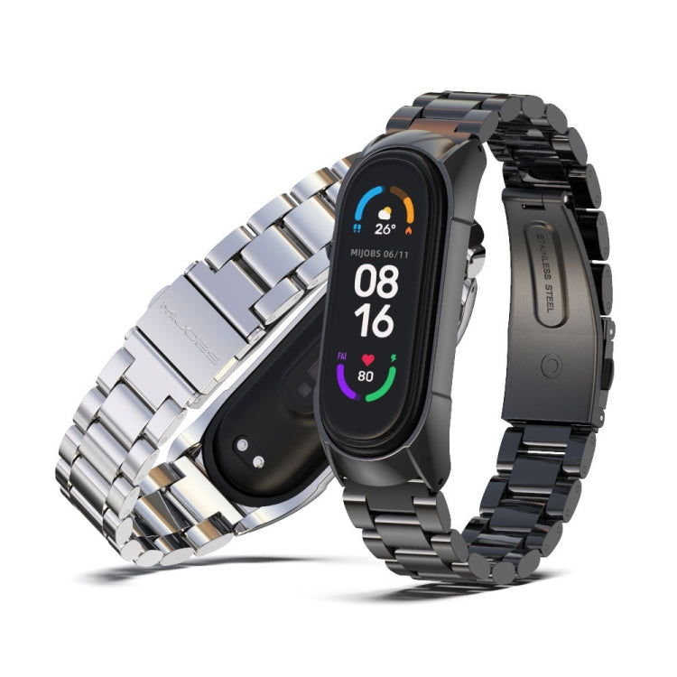 For Xiaomi Mi Band 6 / 6 NFC MIJOBS TF2 Tri-Bead Stainless Steel Watch Band(Purple) - Watch Bands by MIJOBS | Online Shopping South Africa | PMC TechLife | Buy Now Pay Later Mobicred