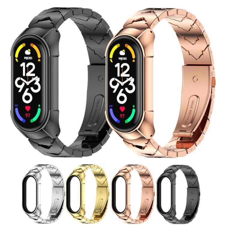 For Xiaomi Mi Band 7 / 7 NFC MIJOBS Stainless Steel Watch Band, Style:TF2 V Type(Gold) - free shipping - PMC TechLife - Order now!